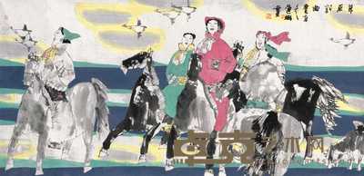 张道兴 2000年作 草原新曲 镜心 89×181cm